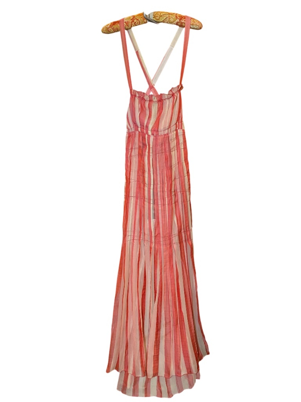 Jean Paul Gaultier Archival Vintage Silk Chiffon Striped Maxi Dress IT 40 US 6